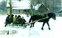 Конная подготовка в рамках отряда в Присурский заповедник, февраль 2000.
